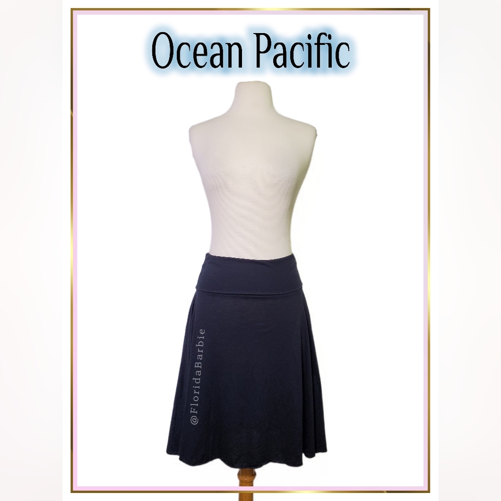 OP Ocean Pacific Midi Skirt Relaxed Fit Stretch Foldove Waist Casual Skirt Dress